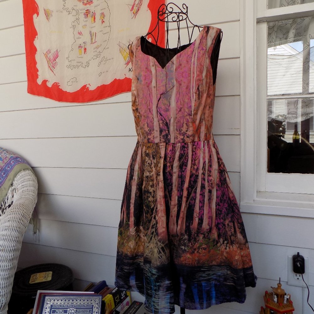 Dreamy pink forest-scape dress